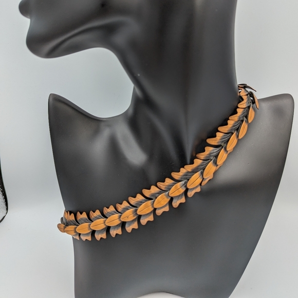 Mid Century Modern Modernist Copper Cascading Leaves Necklace - Picture 10 of 10